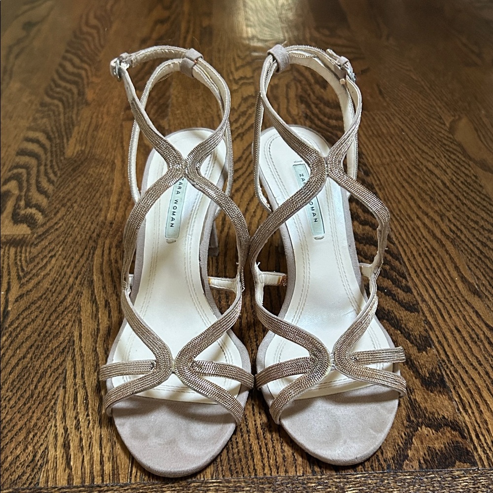Zara Nude Strappy Heels